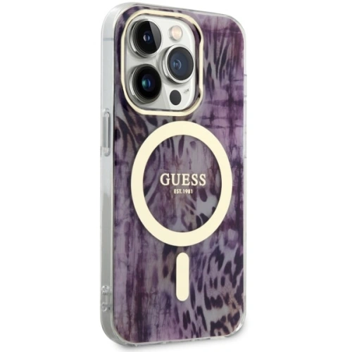 Etui Guess GUHMP14LHLEOPWP Apple iPhone 14 Pro różowy/pink hardcase Leopard MagSafe