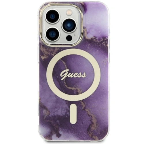 Etui Guess GUHMP14LHTMRSU Apple iPhone 14 Pro purpurowy/purple hardcase Golden Marble MagSafe