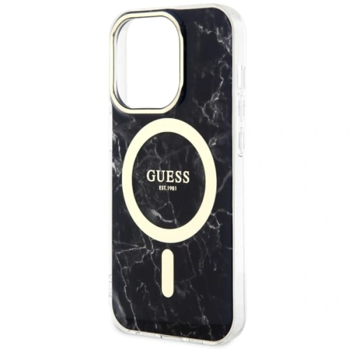 Etui Guess GUHMP14LPCUMAK Apple iPhone 14 Pro czarny/black hardcase Marble MagSafe