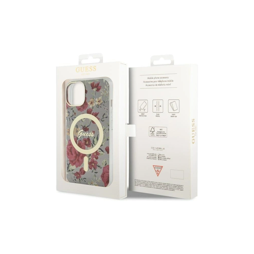 Hurtownia GSM - Etui Guess GUHMP14MHCFWSA Apple iPhone 14 Plus / 15 Plus zielony/khaki hardcase Flower MagSafe - GUE2495 - {ean13} - Hurt