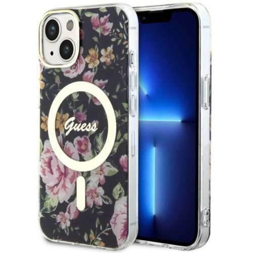 Guess Distributor - 3666339115524 - GUE2496 - Guess GUHMP14MHCFWSK Apple iPhone 14 Plus / 15 Plus black hardcase Flower MagSafe - B2B homescreen