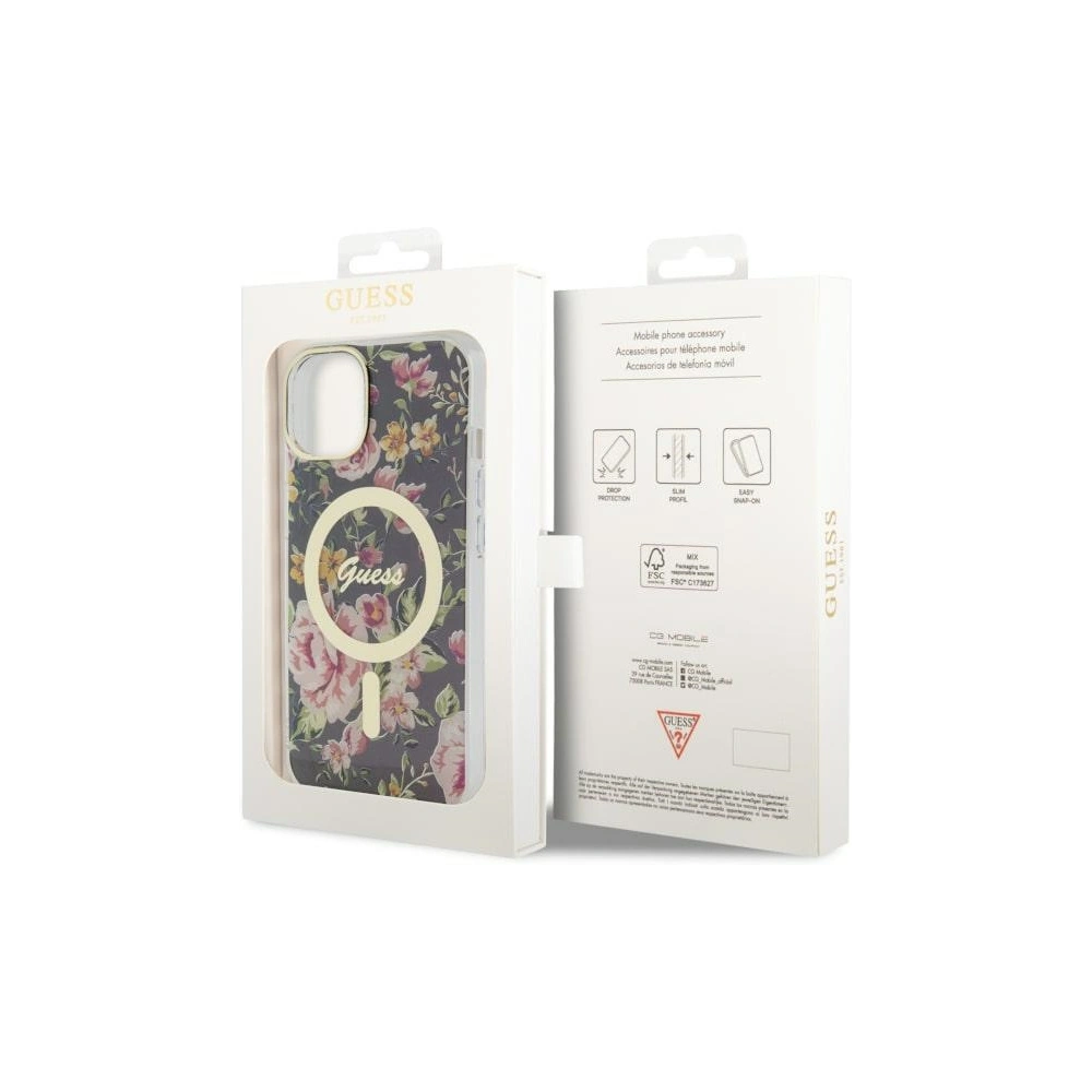 Hurtownia GSM - Etui Guess GUHMP14MHCFWSK Apple iPhone 14 Plus / 15 Plus schwarz/black hardcase Flower MagSafe - GUE2496 - {ean13} - Hurt