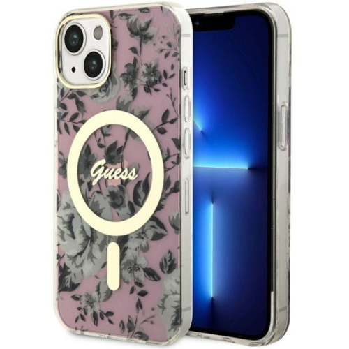 Guess Distributor - 3666339115562 - GUE2497 - Guess GUHMP14MHCFWSP Apple iPhone 14 Plus / 15 Plus pink hardcase Flower MagSafe - B2B homescreen