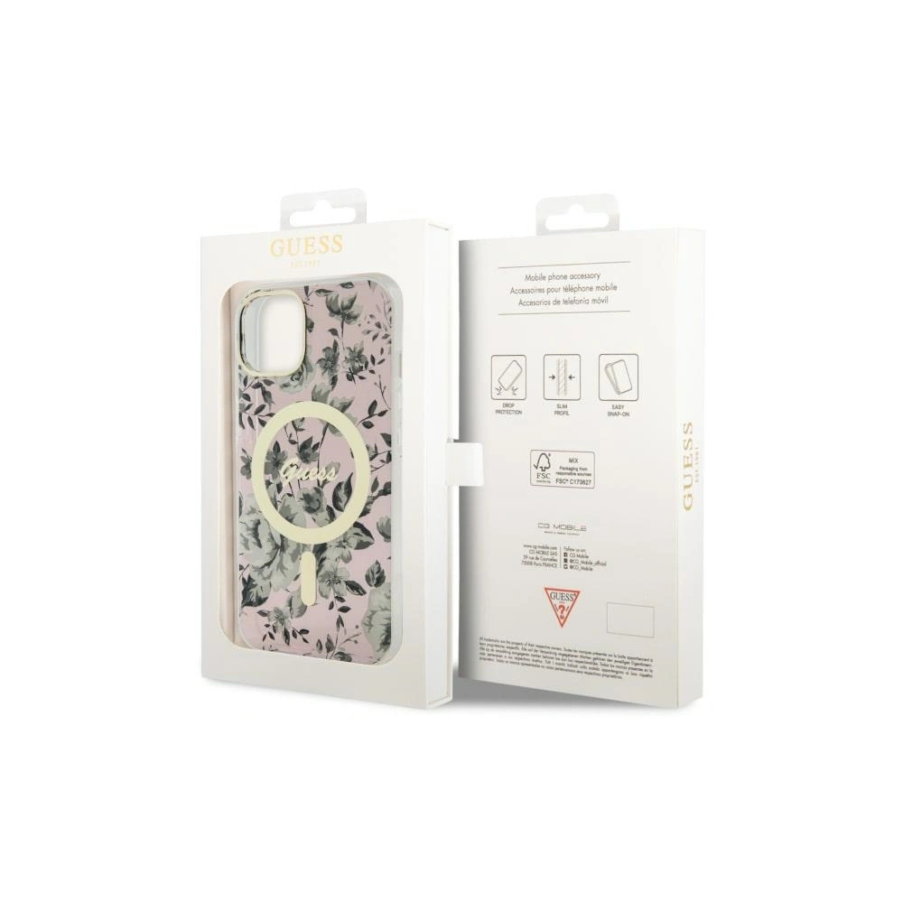Hurtownia GSM - Etui Guess GUHMP14MHCFWSP Apple iPhone 14 Plus / 15 Plus rózsaszín/pink hardcase Flower MagSafe - GUE2497 - {ean13} - Hurt