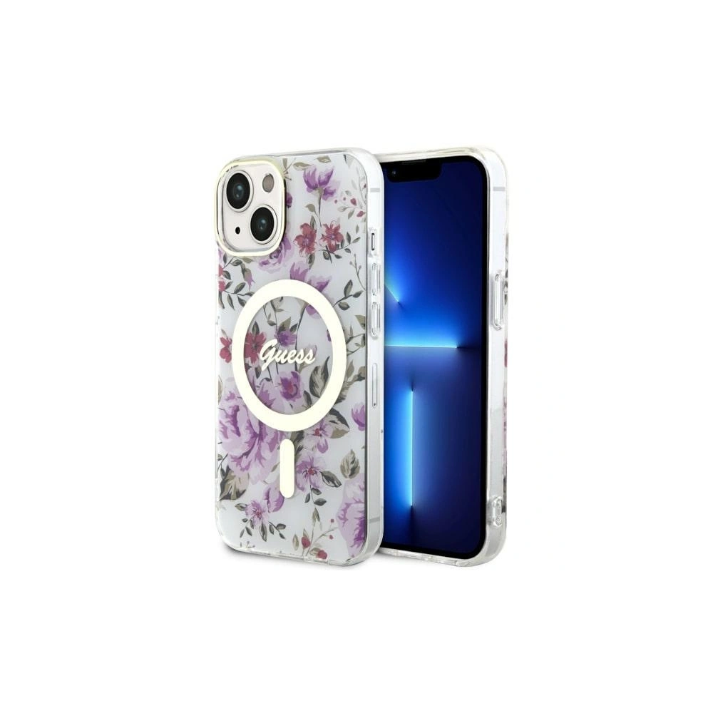 Wholesale Guess GUHMP14MHCFWST Apple iPhone 14 Plus / 15 Plus transparent hardcase Flower MagSafe - GUE2498 - {ean13} - Hurt
