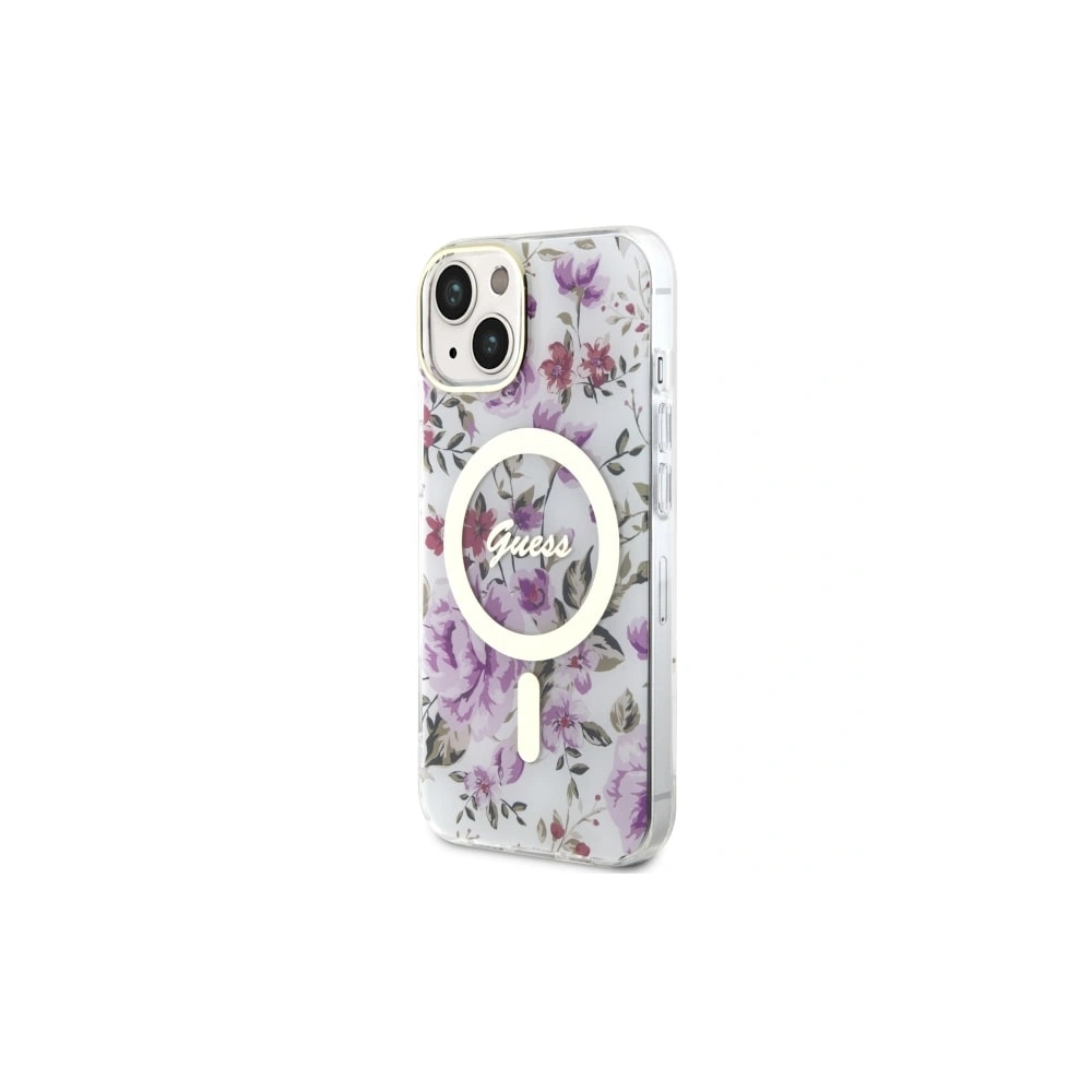Wholesale Guess GUHMP14MHCFWST Apple iPhone 14 Plus / 15 Plus transparent hardcase Flower MagSafe - GUE2498 - {ean13} - Hurt
