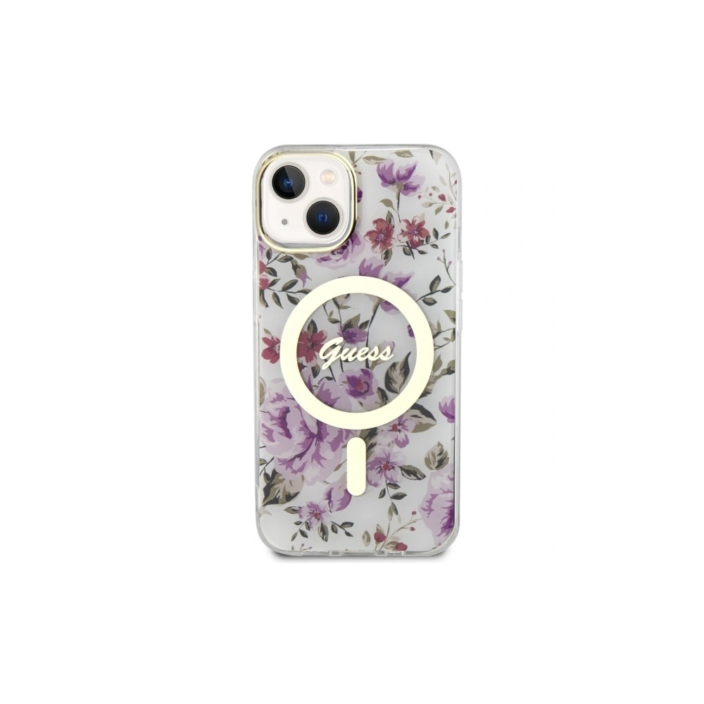 Wholesale Guess GUHMP14MHCFWST Apple iPhone 14 Plus / 15 Plus transparent hardcase Flower MagSafe - GUE2498 - {ean13} - Hurt