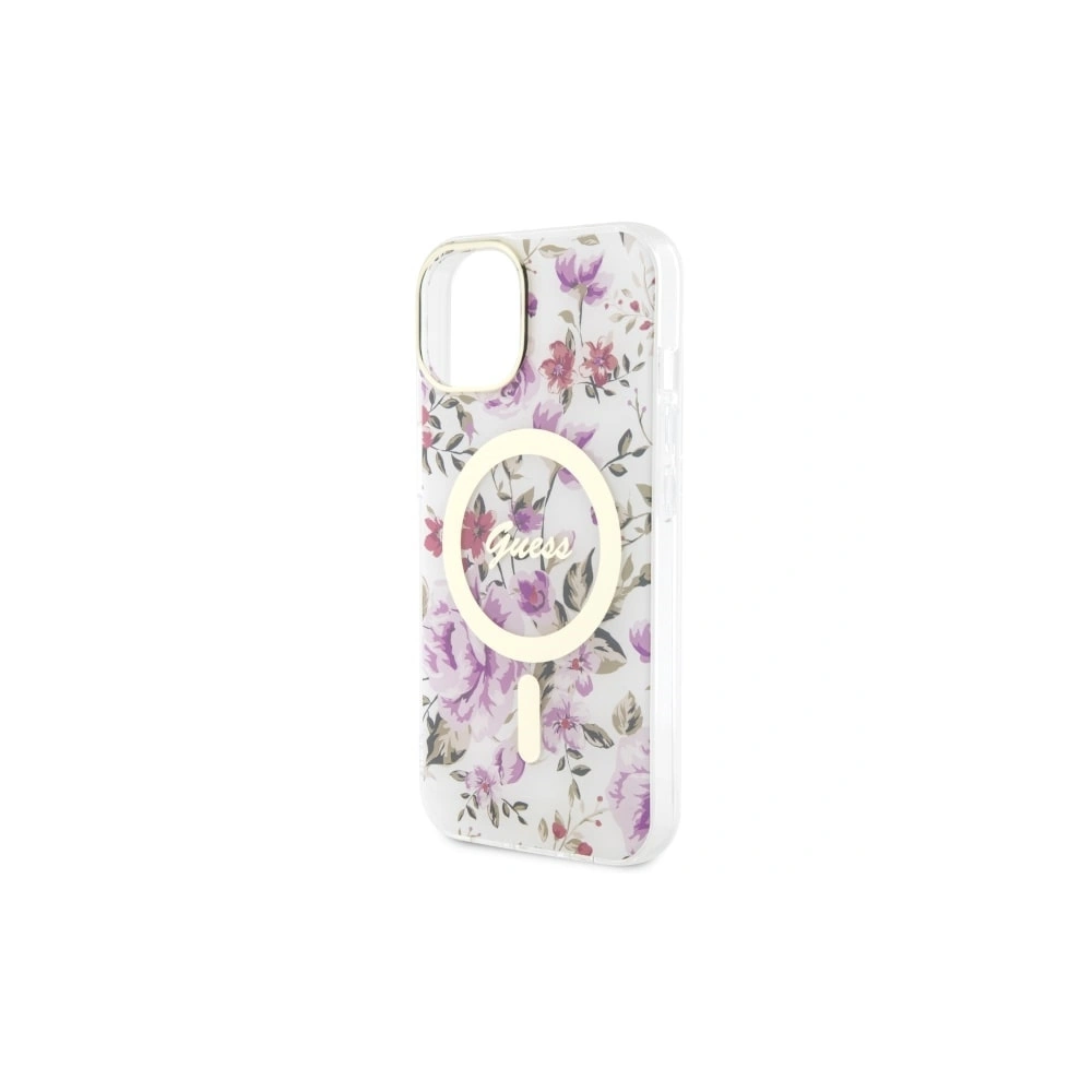 Wholesale Guess GUHMP14MHCFWST Apple iPhone 14 Plus / 15 Plus transparent hardcase Flower MagSafe - GUE2498 - {ean13} - Hurt