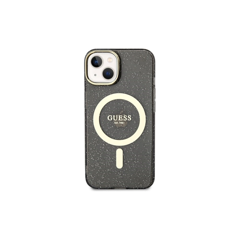 Hurtownia GSM - Etui Guess GUHMP14MHCMCGK Apple iPhone 14 Plus / 15 Plus negru/black hardcase Glitter Gold MagSafe - GUE2499 - {ean13} - Hurt