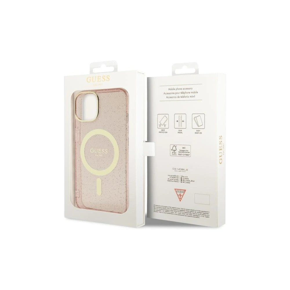 Hurtownia GSM - Etui Guess GUHMP14MHCMCGP Apple iPhone 14 Plus / 15 Plus rozie/pink hardcase Glitter Gold MagSafe - GUE2500 - {ean13} - Hurt