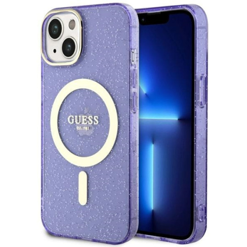 Guess Distributor - 3666339125677 - GUE2501 - Guess GUHMP14MHCMCGU Apple iPhone 14 Plus / 15 Plus purple hardcase Glitter Gold MagSafe - B2B homescreen