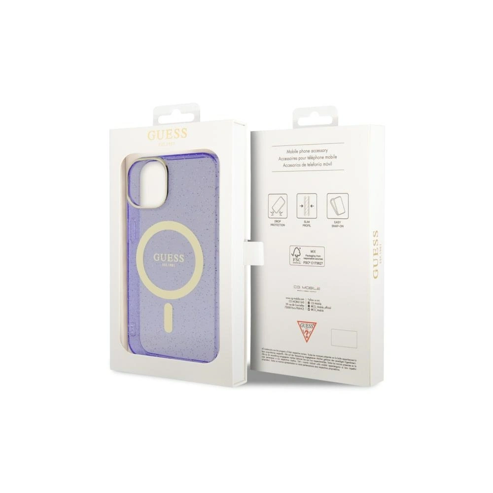 Hurtownia GSM - Etui Guess GUHMP14MHCMCGU Apple iPhone 14 Plus / 15 Plus purpuriu/purple hardcase Glitter Gold MagSafe - GUE2501 - {ean13} - Hurt