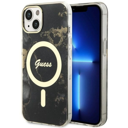 Guess Distributor - 3666339115760 - GUE2503 - Guess GUHMP14MHTMRSK Apple iPhone 14 Plus / 15 Plus black hardcase Golden Marble MagSafe - B2B homescreen
