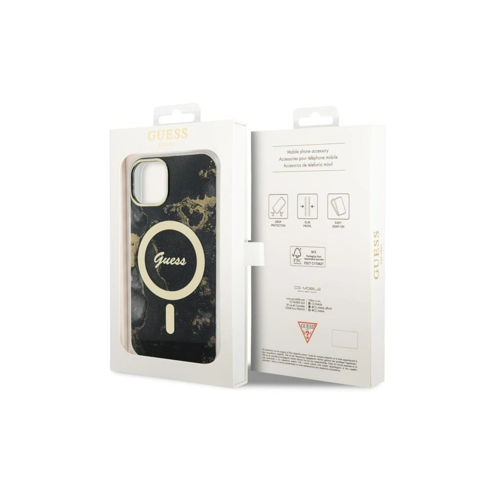 Hurtownia GSM - Etui Guess GUHMP14MHTMRSK Apple iPhone 14 Plus / 15 Plus černý/black hardcase Golden Marble MagSafe - GUE2503 - {ean13} - Hurt