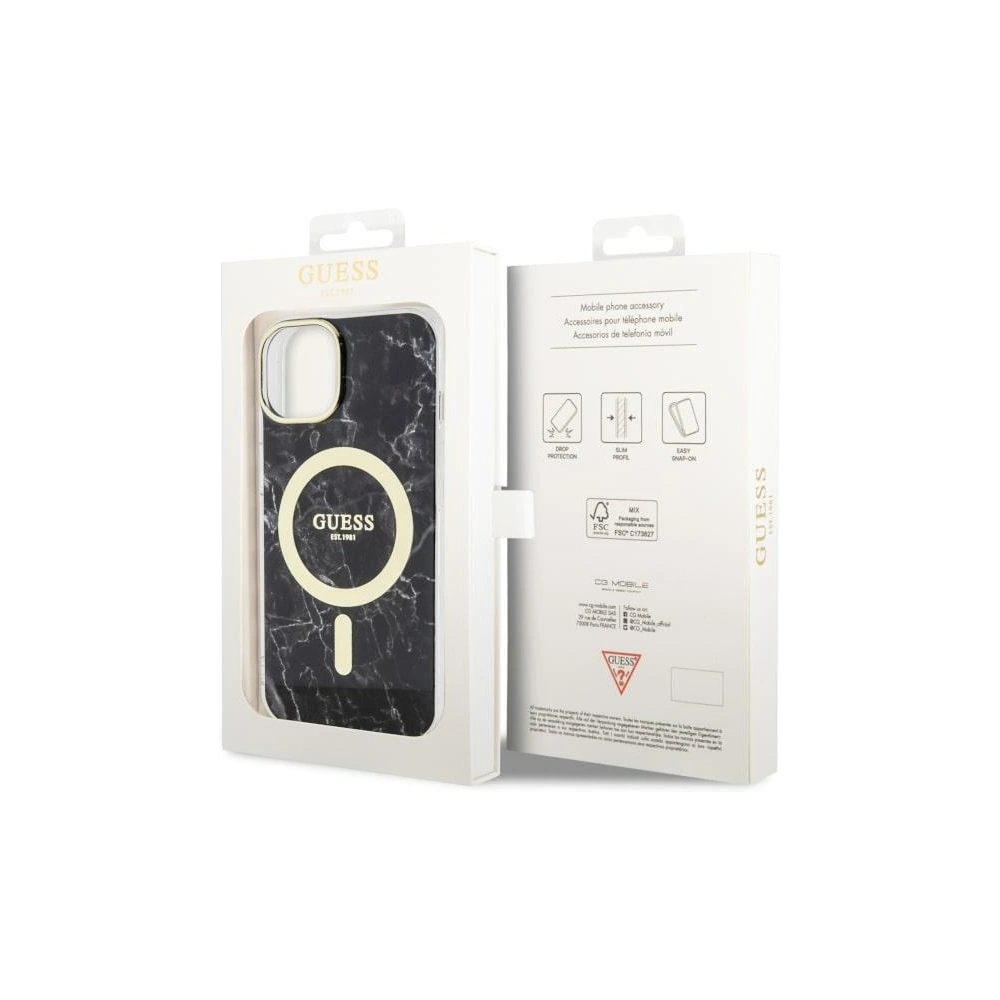 Wholesale Guess GUHMP14MPCUMAK Apple iPhone 14 Plus / 15 Plus black hardcase Marble MagSafe - GUE2505 - {ean13} - Hurt