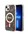 Guess GUHMP14SHCFWSA Apple iPhone 14 khaki hardcase Flower MagSafe