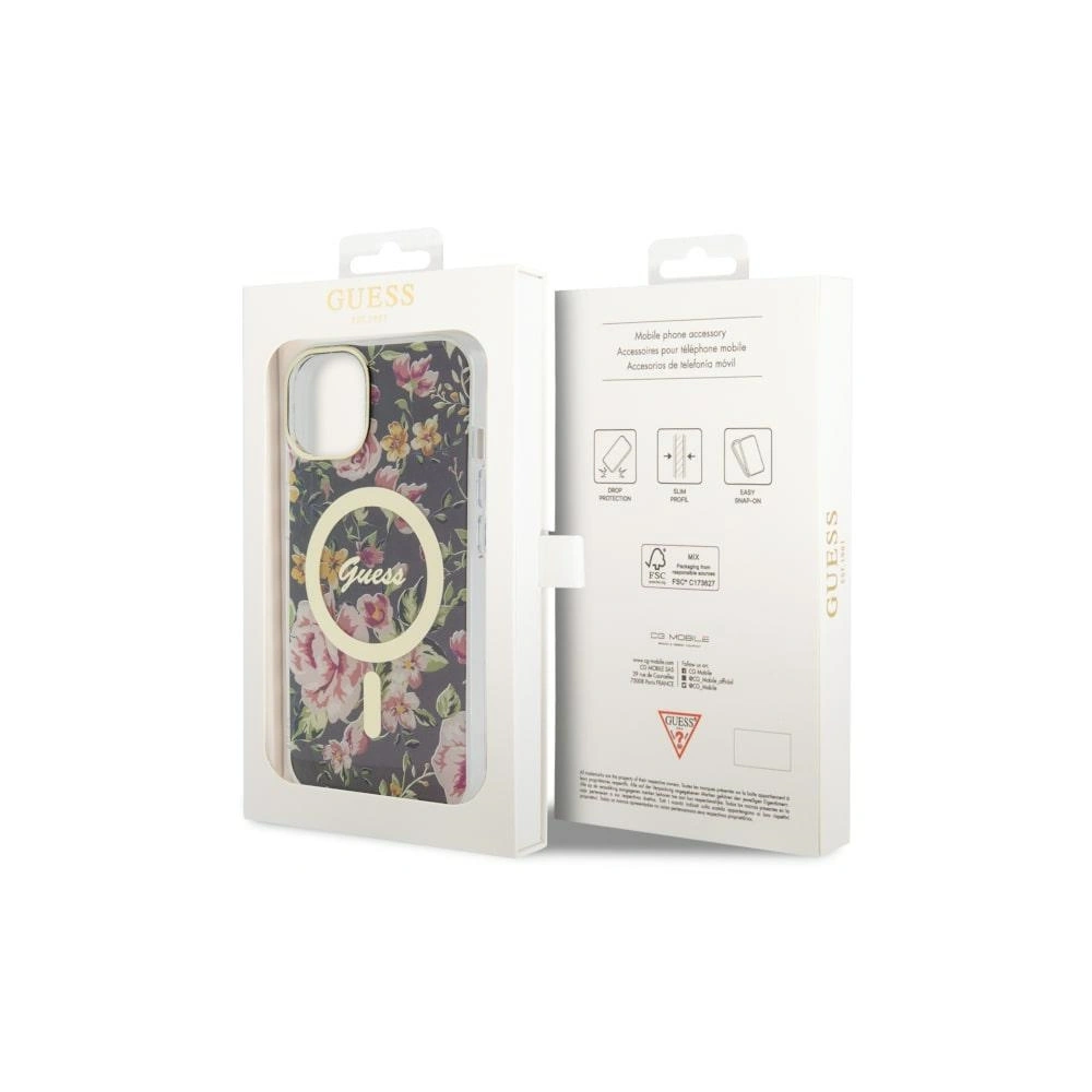 Hurtownia GSM - Etui Guess GUHMP14SHCFWSK Apple iPhone 14 černý/black hardcase Flower MagSafe - GUE2511 - {ean13} - Hurt