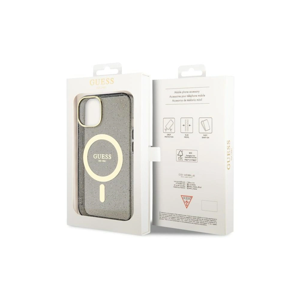 Hurtownia GSM - Etui Guess GUHMP14SHCMCGK Apple iPhone 14 černý/black hardcase Glitter Gold MagSafe - GUE2514 - {ean13} - Hurt