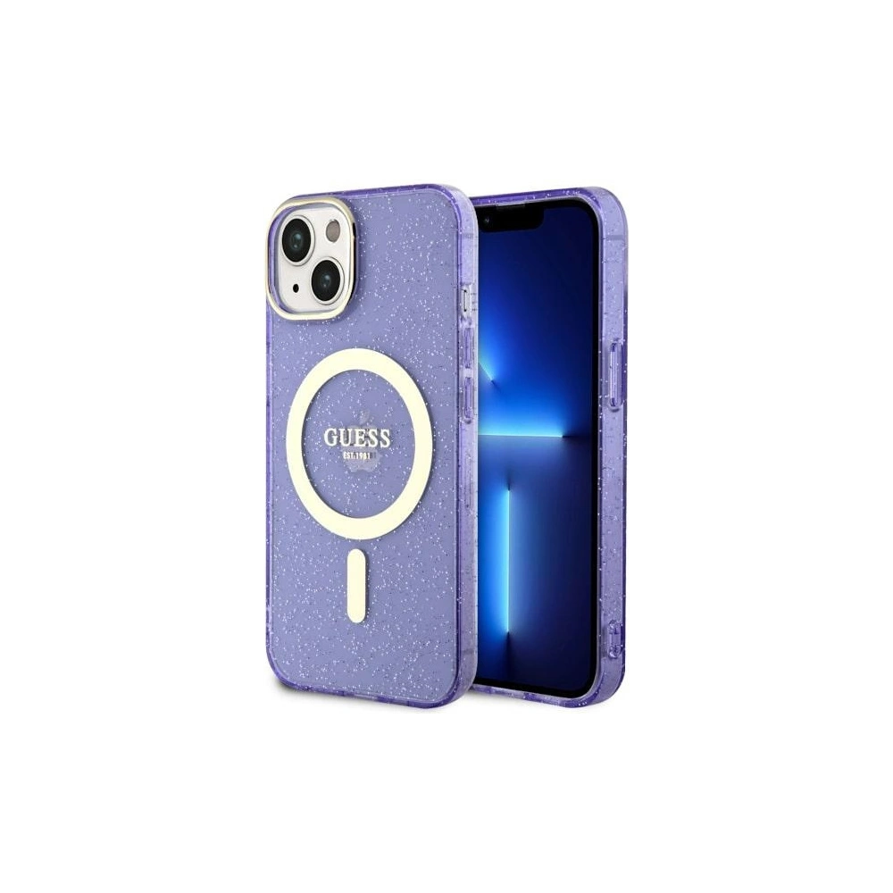 Etui Guess GUHMP14SHCMCGU Apple iPhone 14 purpurowy/purple hardcase Glitter Gold MagSafe