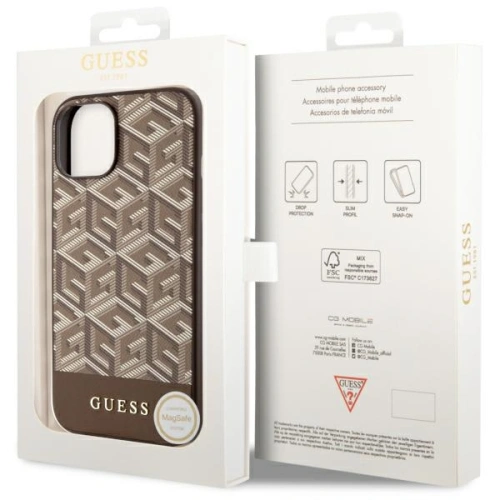 Etui Guess GUHMP14SHGCFSEW Apple iPhone 14 brązowy/brown hardcase GCube Stripes MagSafe