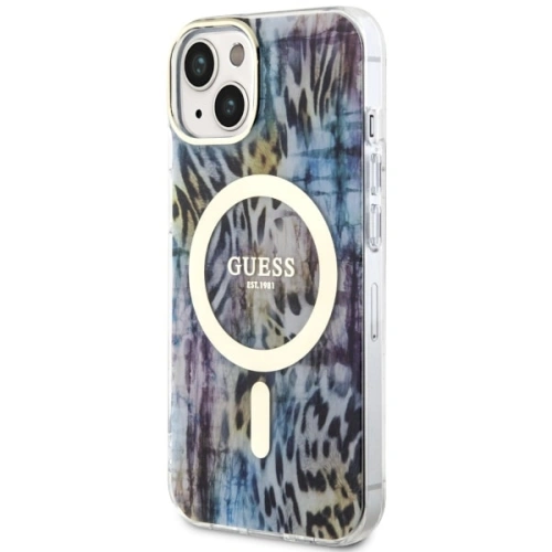Etui Guess GUHMP14SHLEOPWB Apple iPhone 14 niebieski/blue hardcase Leopard MagSafe