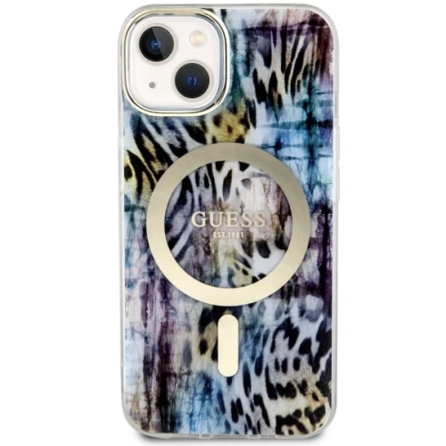 Etui Guess GUHMP14SHLEOPWB Apple iPhone 14 niebieski/blue hardcase Leopard MagSafe