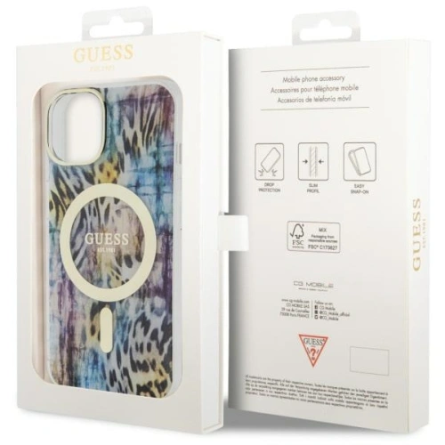 Etui Guess GUHMP14SHLEOPWB Apple iPhone 14 niebieski/blue hardcase Leopard MagSafe