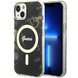 Etui Guess GUHMP14SHTMRSK Apple iPhone 14 czarny/black hardcase Golden Marble MagSafe