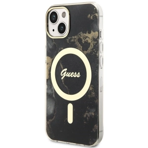 Etui Guess GUHMP14SHTMRSK Apple iPhone 14 czarny/black hardcase Golden Marble MagSafe