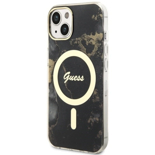 Etui Guess GUHMP14SHTMRSK Apple iPhone 14 czarny/black hardcase Golden Marble MagSafe
