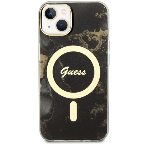 Etui Guess GUHMP14SHTMRSK Apple iPhone 14 czarny/black hardcase Golden Marble MagSafe