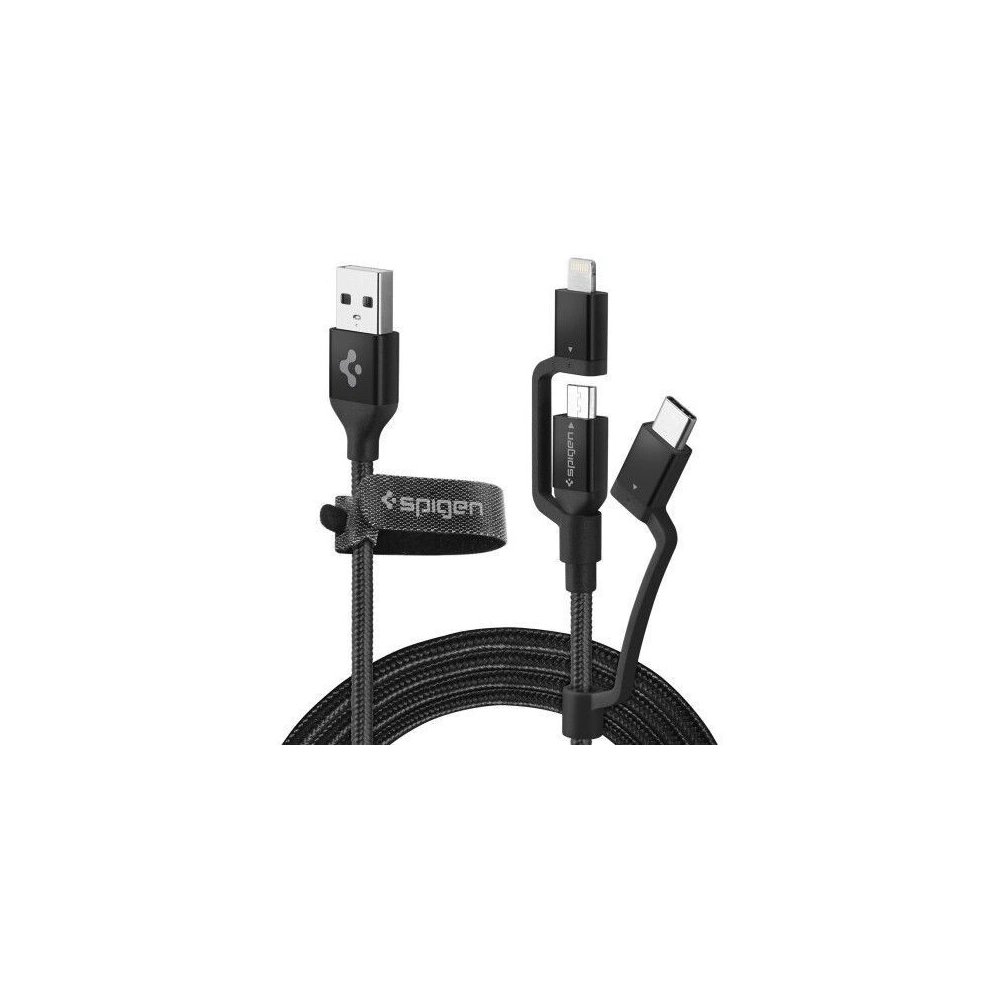 Hurtownia GSM - Spigen C10I3 3in1 USB-C, Lightning și cablu microUSB 150cm Negru - SPN770BLK - {ean13} - Hurt