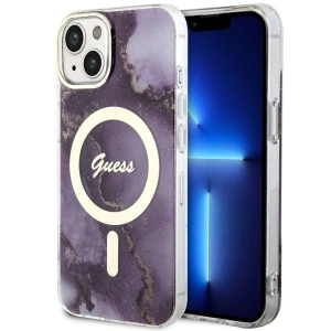 Etui Guess GUHMP14SHTMRSU Apple iPhone 14 purpurowy/purple hardcase Golden Marble MagSafe