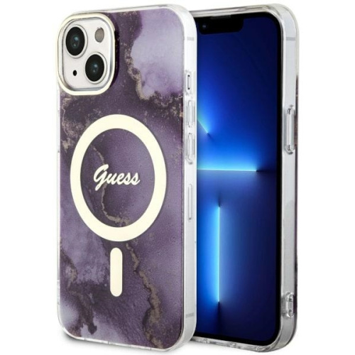 Hurtownia Guess - 3666339115838 - GUE2522 - Etui Guess GUHMP14SHTMRSU Apple iPhone 14 purpurowy/purple hardcase Golden Marble MagSafe - B2B homescreen