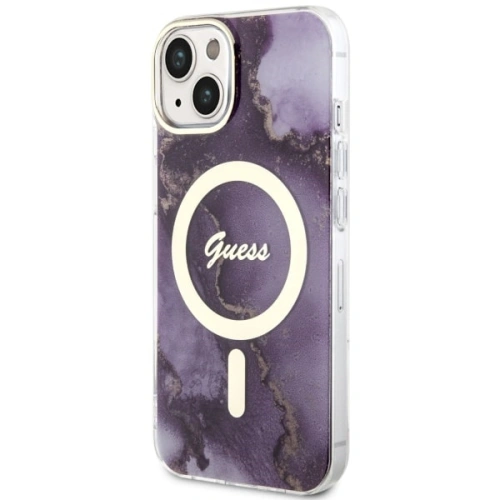 Etui Guess GUHMP14SHTMRSU Apple iPhone 14 purpurowy/purple hardcase Golden Marble MagSafe