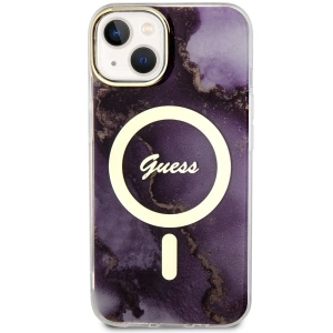 Etui Guess GUHMP14SHTMRSU Apple iPhone 14 purpurowy/purple hardcase Golden Marble MagSafe