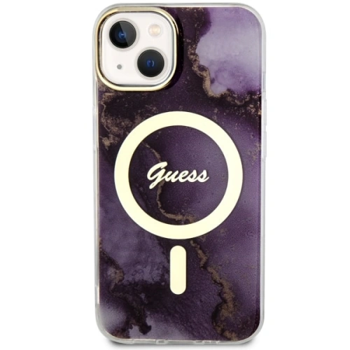 Etui Guess GUHMP14SHTMRSU Apple iPhone 14 purpurowy/purple hardcase Golden Marble MagSafe