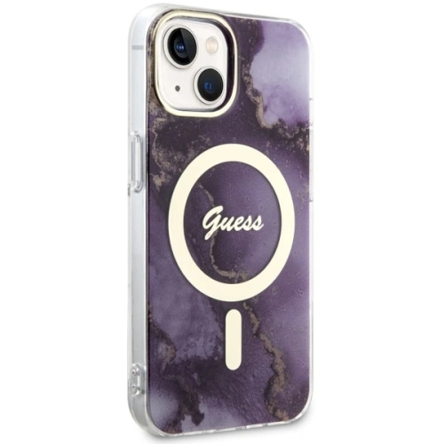 Etui Guess GUHMP14SHTMRSU Apple iPhone 14 purpurowy/purple hardcase Golden Marble MagSafe