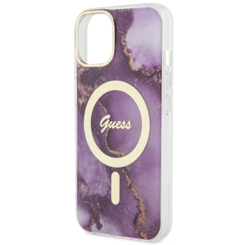 Etui Guess GUHMP14SHTMRSU Apple iPhone 14 purpurowy/purple hardcase Golden Marble MagSafe