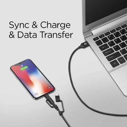 Spigen C10I3 3w1 USB-C, Lightning & microUSB Cable 150cm Black