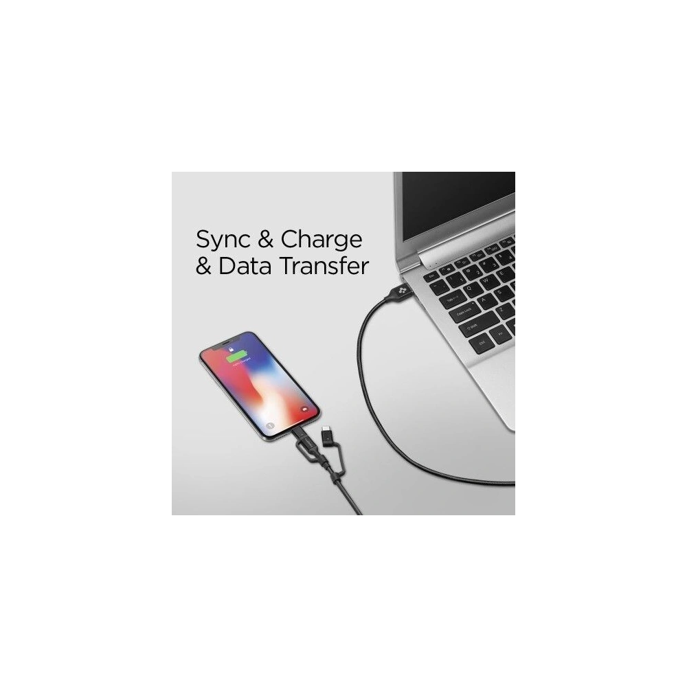 Hurtownia GSM - Spigen C10I3 3in1 USB-C, Lightning și cablu microUSB 150cm Negru - SPN770BLK - {ean13} - Hurt