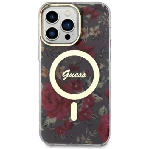 Etui Guess GUHMP14XHCFWSA Apple iPhone 14 Pro Max zielony/khaki hardcase Flower MagSafe