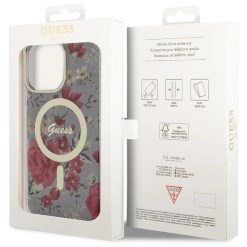 Etui Guess GUHMP14XHCFWSA Apple iPhone 14 Pro Max zielony/khaki hardcase Flower MagSafe