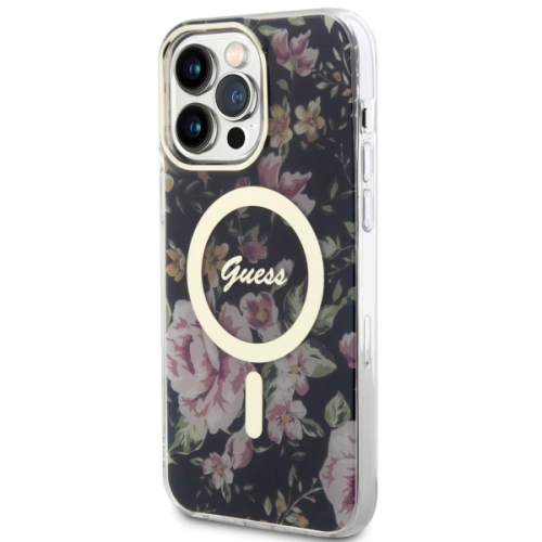 Etui Guess GUHMP14XHCFWSK Apple iPhone 14 Pro Max czarny/black hardcase Flower MagSafe