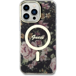 Guess GUHMP14XHCFWSK Apple iPhone 14 Pro Max black hardcase Flower MagSafe