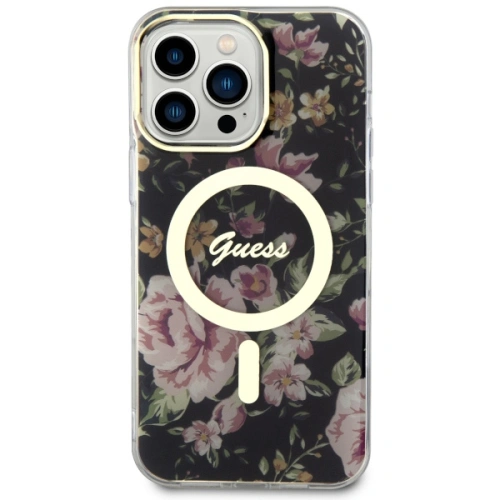Etui Guess GUHMP14XHCFWSK Apple iPhone 14 Pro Max czarny/black hardcase Flower MagSafe