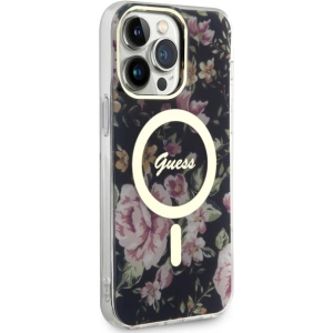 Guess GUHMP14XHCFWSK Apple iPhone 14 Pro Max black hardcase Flower MagSafe
