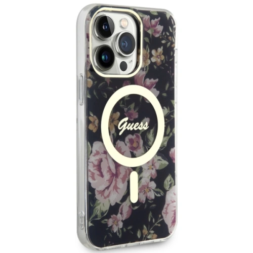 Etui Guess GUHMP14XHCFWSK Apple iPhone 14 Pro Max czarny/black hardcase Flower MagSafe