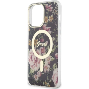 Guess GUHMP14XHCFWSK Apple iPhone 14 Pro Max black hardcase Flower MagSafe