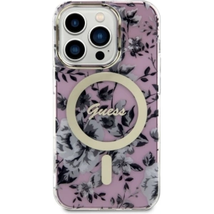 Guess GUHMP14XHCFWSP Apple iPhone 14 Pro Max pink hardcase Flower MagSafe